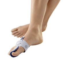 Load image into Gallery viewer, ValguLoc Brace worn on the right foot. Used to correct malalignment from bunions, arthritis, hallux valgus.
